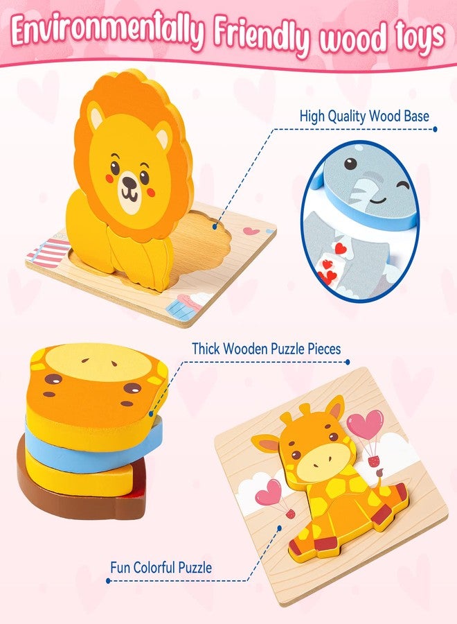 LACCHOUFEE Wooden Puzzles for Toddlers 1-3, 4 Pack Wooden Puzzles with Animals Design, Birthday Gift for Boys Girls, Kids Party Favors Gifts - Educational Preschool Classroom Toys - Image 4